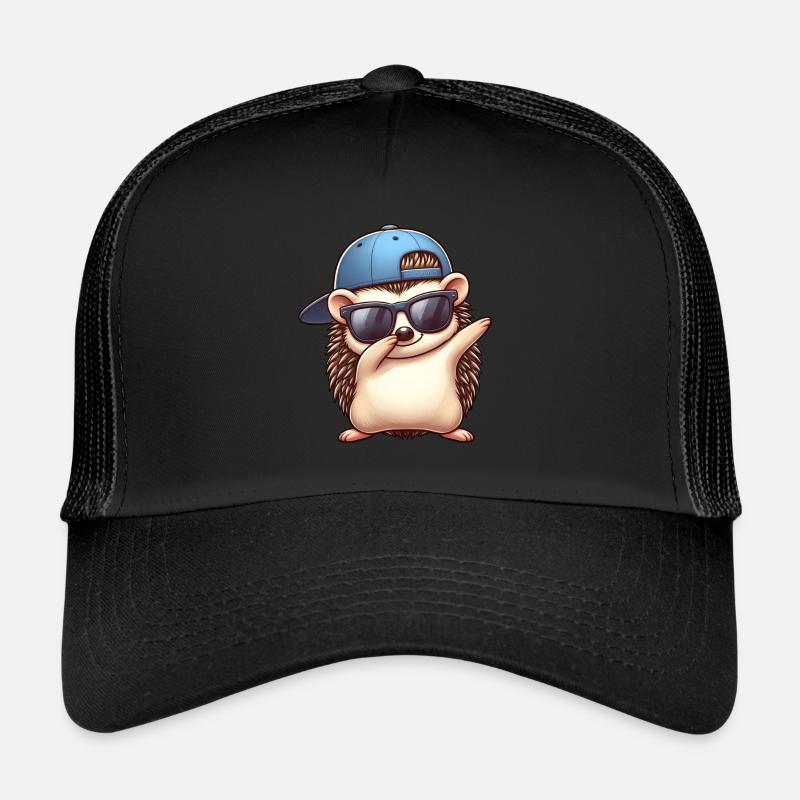 Igel Cartoon Cool Dab Dabbing Basecap - Trucker Cap - Schwarz/Schwarz