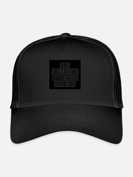 Mauvaises décisions - Bonnes histoires - Casquette trucker  - noir/noir - Devant