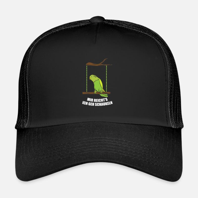 Funny Budgie Parakeet Lover Swing Gift - Trucker Cap - black/black