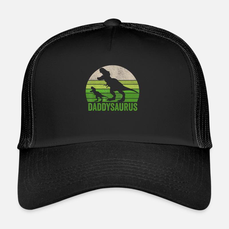 Funny Daddy Dinosaur T Shirt Daddysaurus Fathers - Trucker Cap - black/black