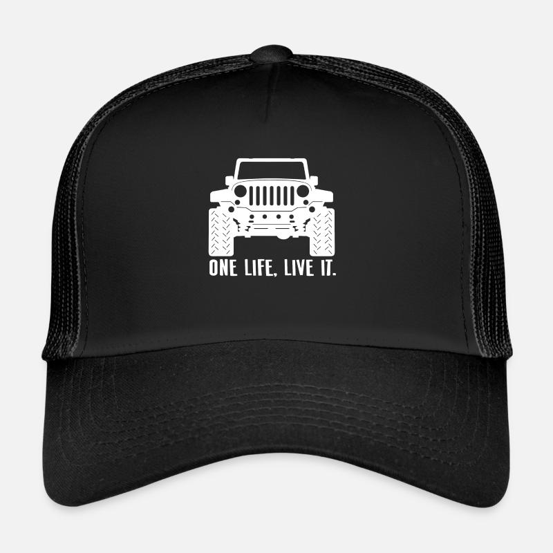 Jeep One Life, lebe es - Trucker Cap - Schwarz/Schwarz