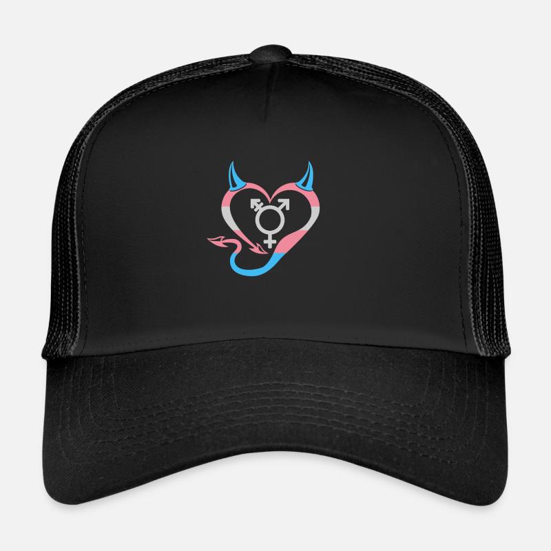 Teufelsherz Transgender mit Symbol - Trucker Cap - Schwarz/Schwarz