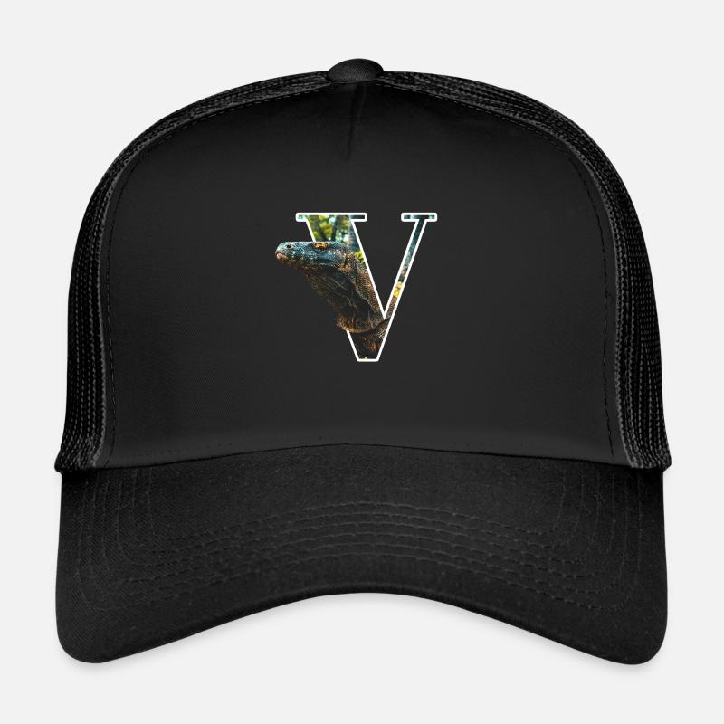 V Varan alphabet animaux Casquette trucker 