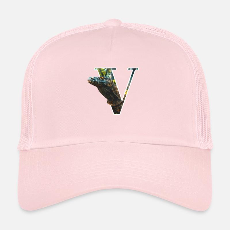 V Varan alphabet animals Trucker Cap