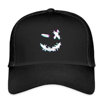 Glitch Smile Hard Tekk Techno Party Rave Festival - Casquette trucker  - noir/noir - Devant