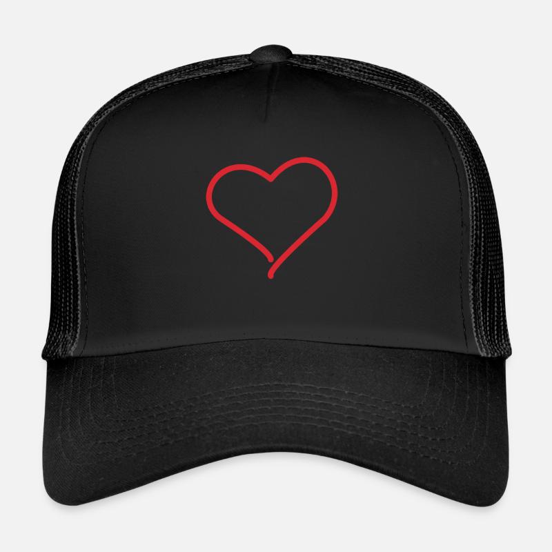 Herz - Trucker Cap - Schwarz/Schwarz
