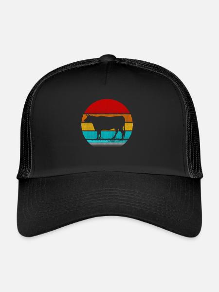 vache vinatge rétro - Casquette trucker  - noir/noir - Devant