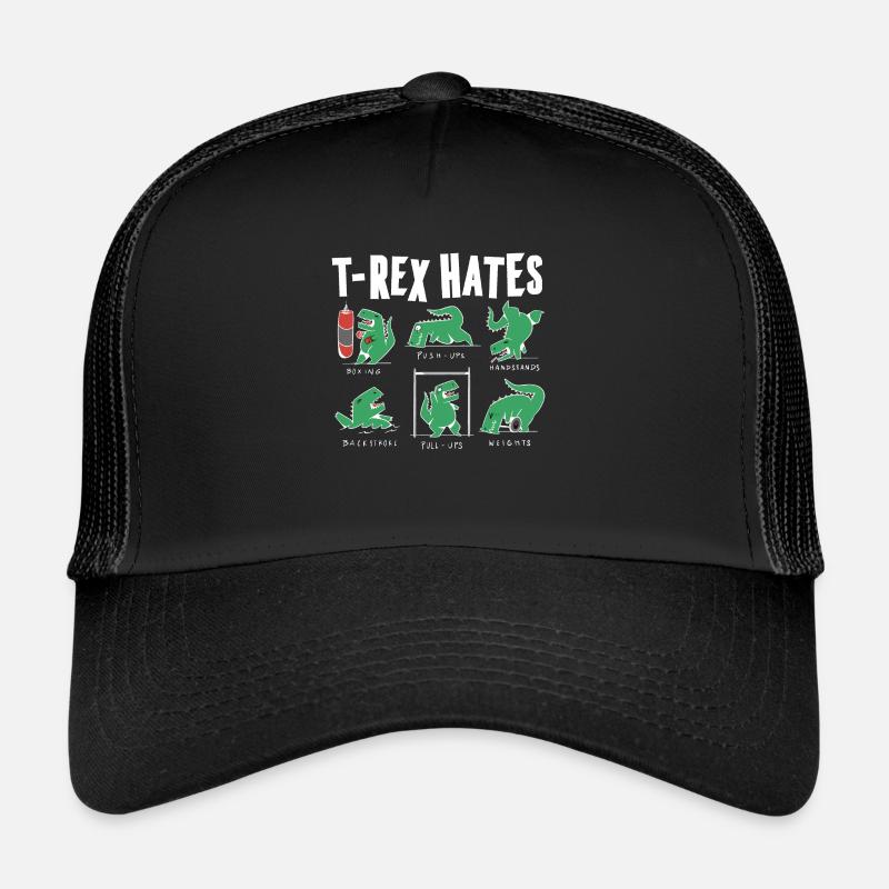 Drôle T Rex déteste la boxe, Push UP, Pull ups - Casquette trucker  - noir/noir