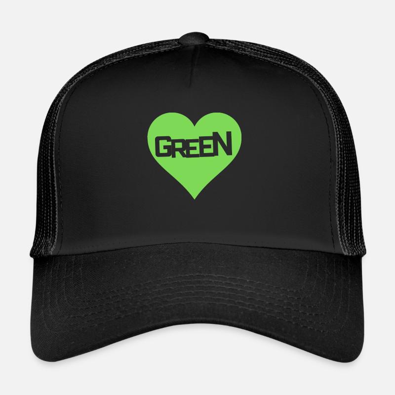 GREEN LOVE HEART Trucker Cap