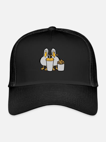 Fast-food mouettes volées - Casquette trucker  - noir/noir - Devant