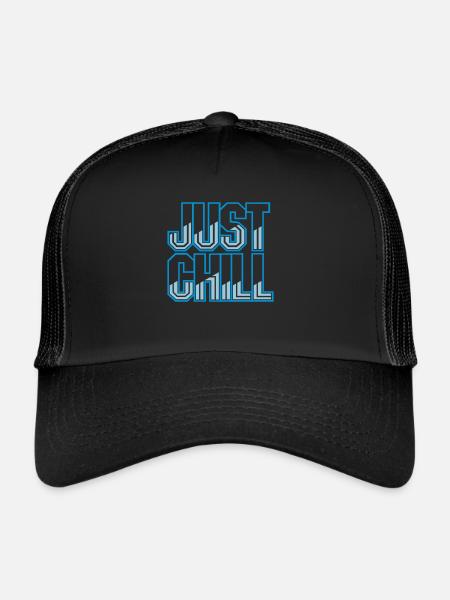 Just Chill Text Logo - Casquette trucker  - noir/noir - Devant