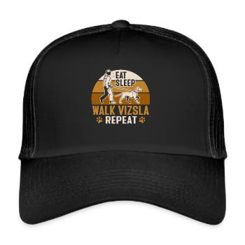 Vizsla Eat Sleep Walk Vizsla Repeat - Trucker Cap - Schwarz/Schwarz - Vorne