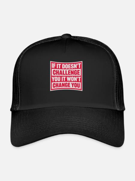Séance d’entraînement Fitness Motivation Citation - Casquette trucker  - noir/noir - Devant