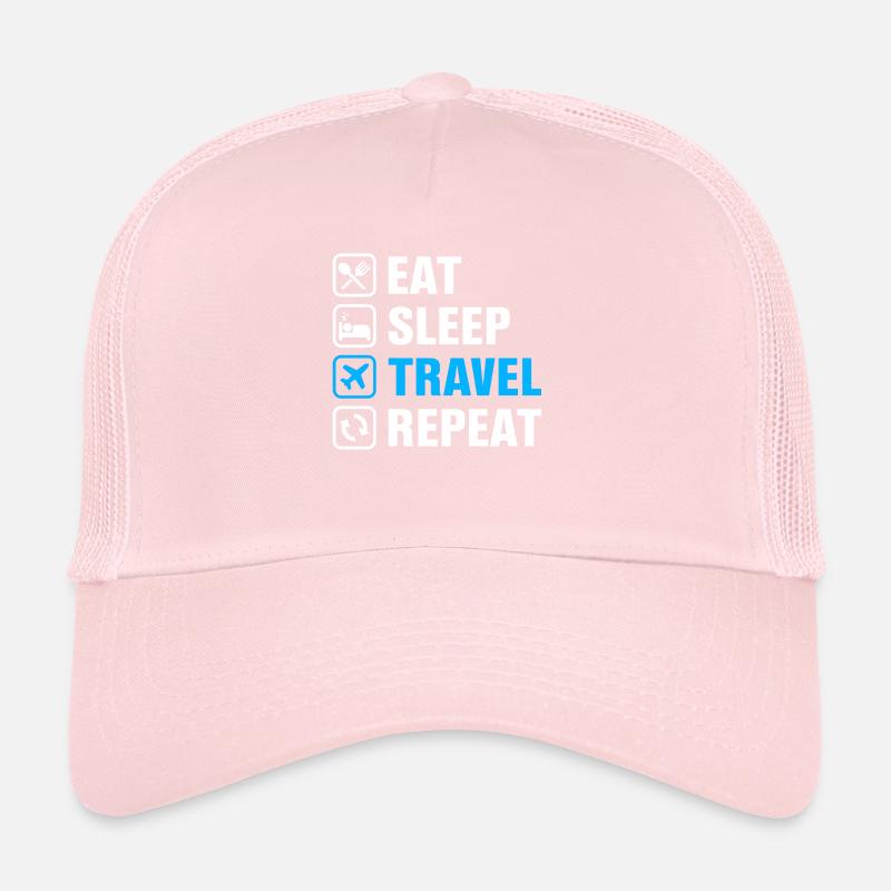 5 Manger dormir voyager répéter Casquette trucker 