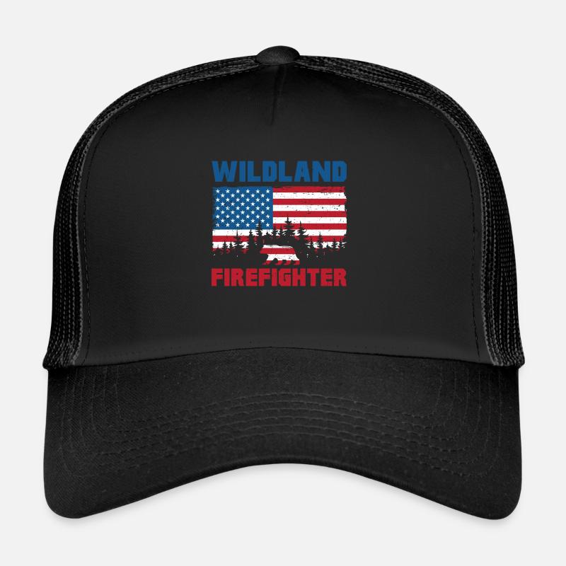 Drapeau des États-Unis Conception des pompiers forestiers Casquette trucker 