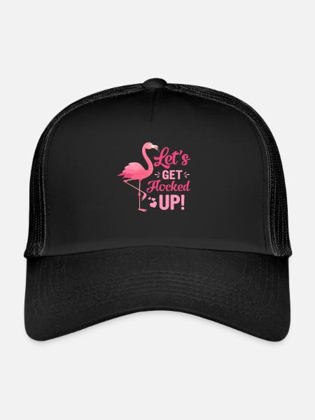 Let's get flocked up Flamingo - Casquette trucker  - noir/noir - Devant