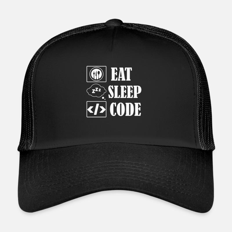 Eat Sleep Code Coding Software - Trucker Cap - Schwarz/Schwarz