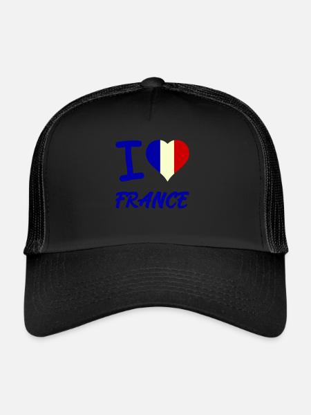 J’aime la France - Casquette trucker  - noir/noir - Devant