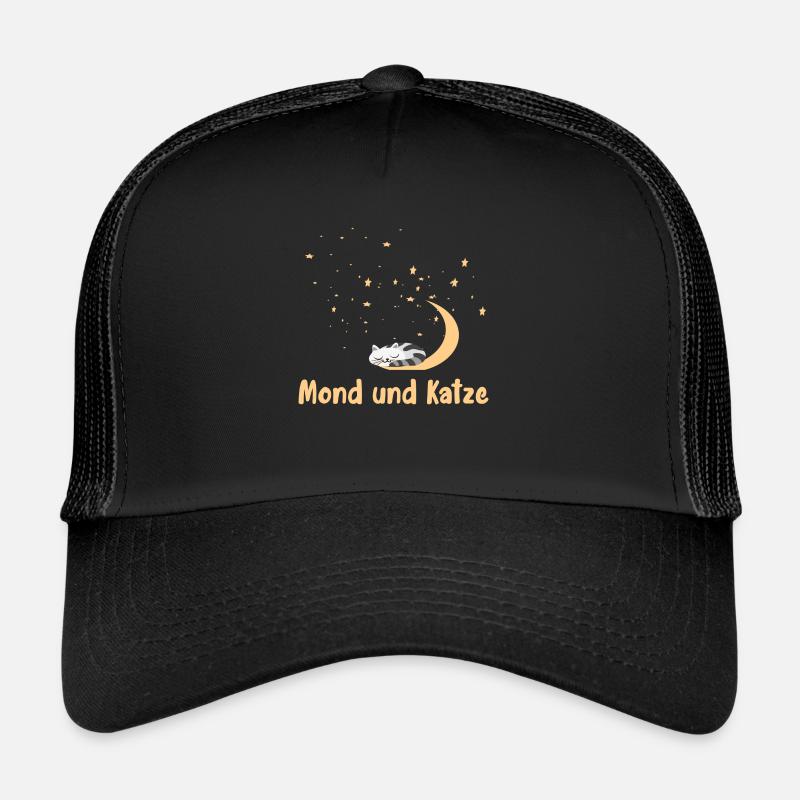 Moon and Cat - Trucker Cap - black/black