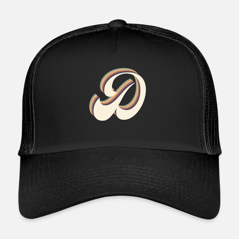 Buchstabe D - Trucker Cap - Schwarz/Schwarz