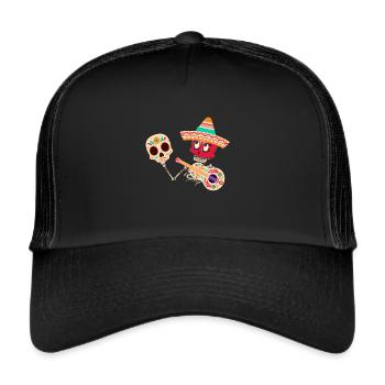 Dia de muertos,Mariachi,Costume,Jour des Morts,Masque - Casquette trucker  - noir/noir - Devant