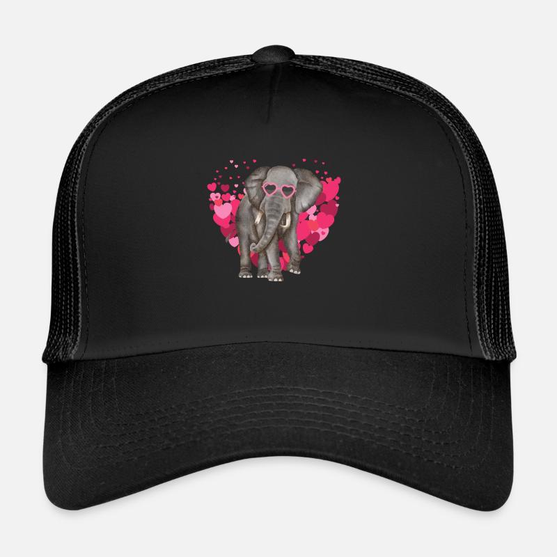 elephant hearts Valentines Day Elephant Lovers - Trucker Cap - black/black