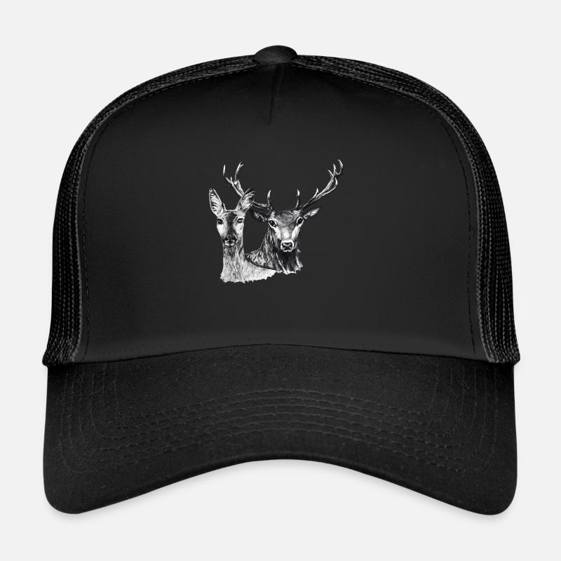 Cerfs et biche - Casquette trucker  - noir/noir