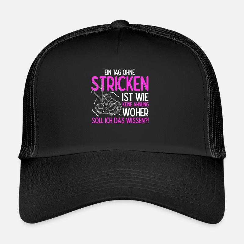 Stricken Geschenk Wolle Wollknäuel Spruch Stricker - Trucker Cap - Schwarz/Schwarz