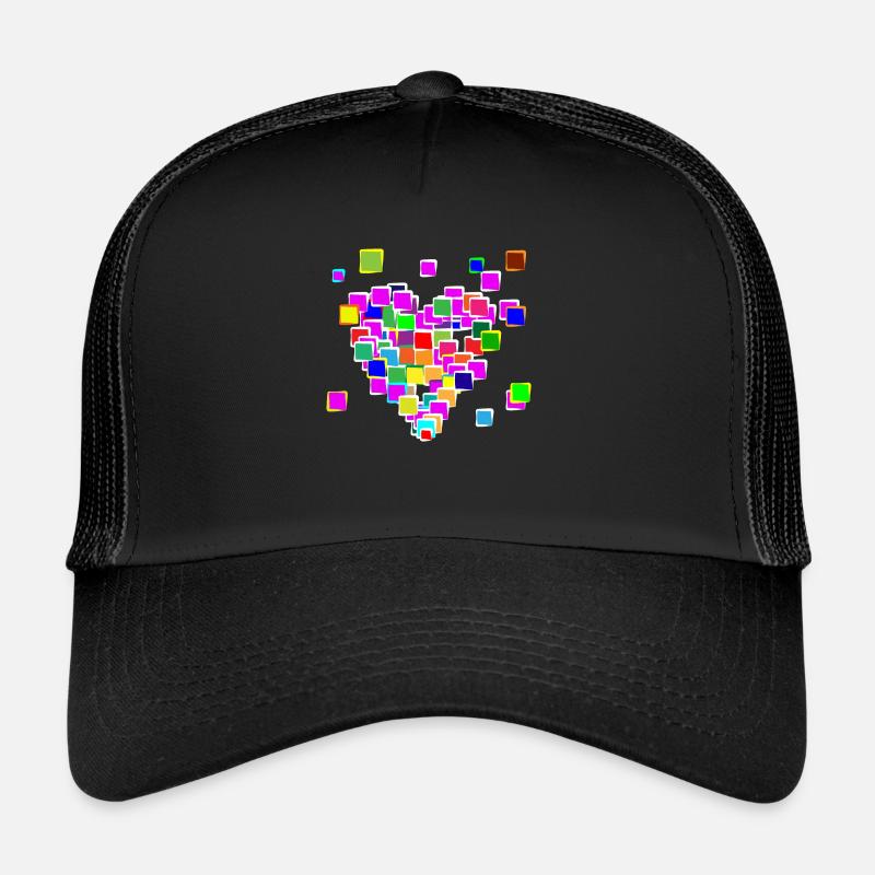 Pixel Herz - Trucker Cap - Schwarz/Schwarz