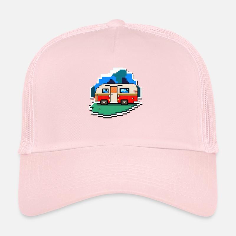 pixel vintage camper Trucker Cap