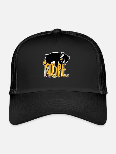 Nope. Penguin Quote Funny Lazy Sunglasses Cool - Trucker Cap - black/black - Front