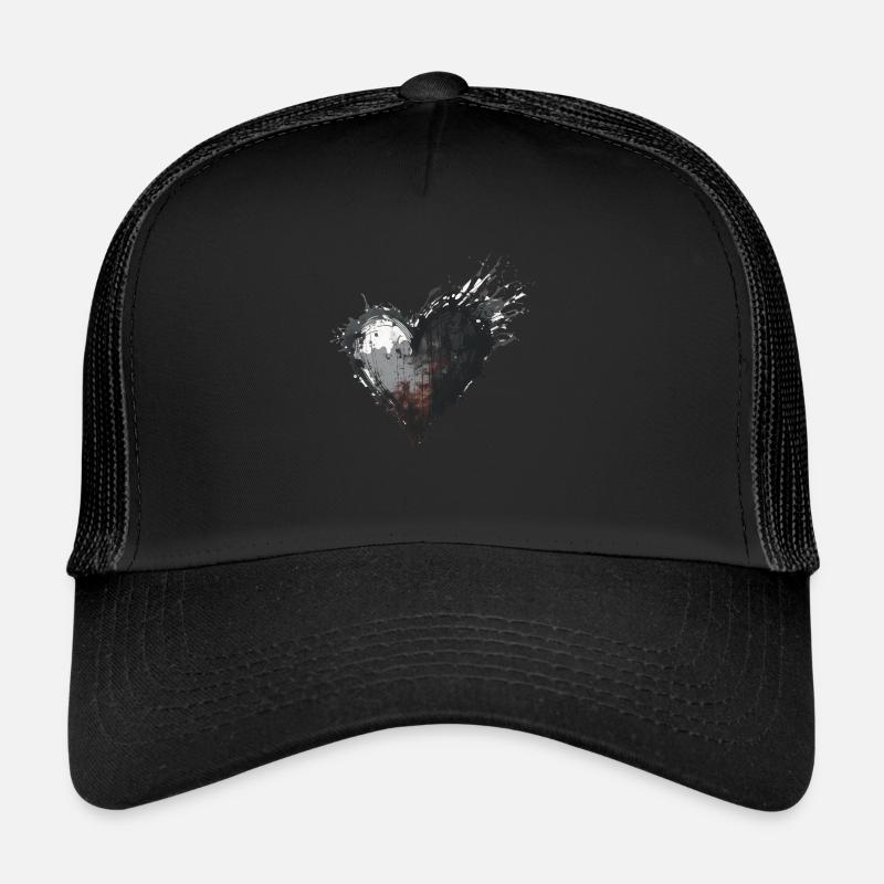 Heart Black - Trucker Cap - black/black