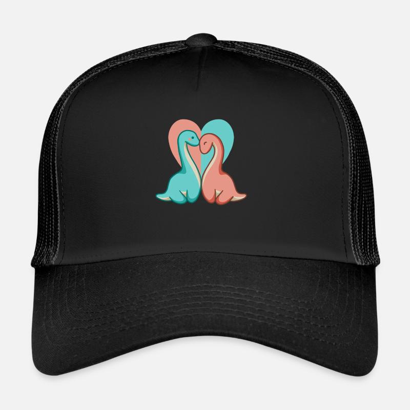 Süßes Dino Paar, Dinosaurier Liebe, Langhals Trucker Cap