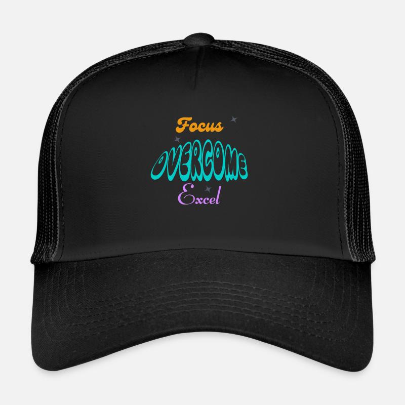 Fucus, Overcome, Excel typography - Trucker Cap - black/black