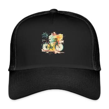 Colorful bike in retro vintage look - Trucker Cap - black/black - Front