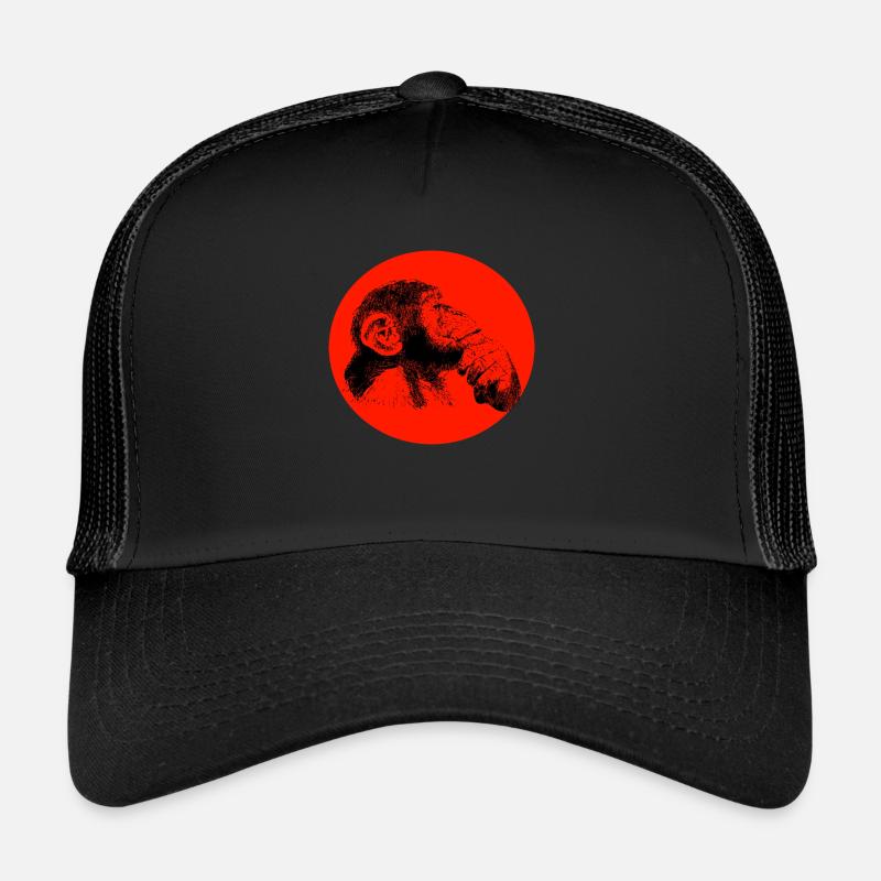 Denke nach Affe Schimpanse - Trucker Cap - Schwarz/Schwarz