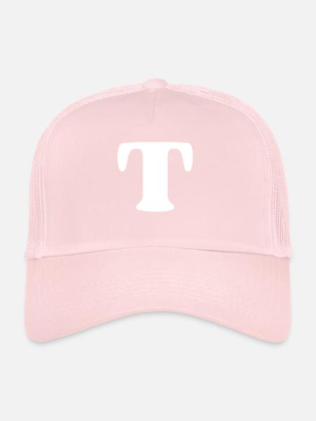 lettre t - Casquette trucker  - rose pâle - Devant