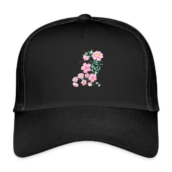Kirschblüte,blumen,blüte,floral , Blume - Trucker Cap - Schwarz/Schwarz - Vorne