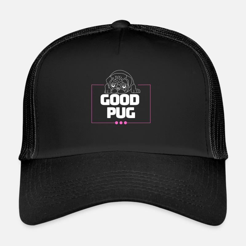 Guter Mops - Der Niedliche Begleiter - Trucker Cap - Schwarz/Schwarz