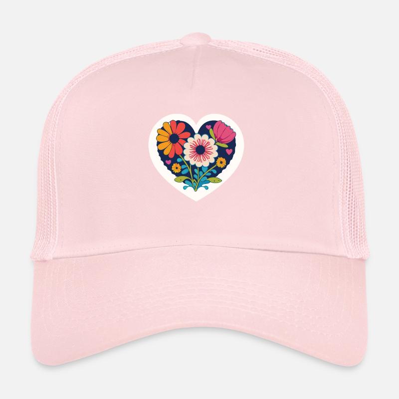 Amour - Fleurs - Cœur Casquette trucker 
