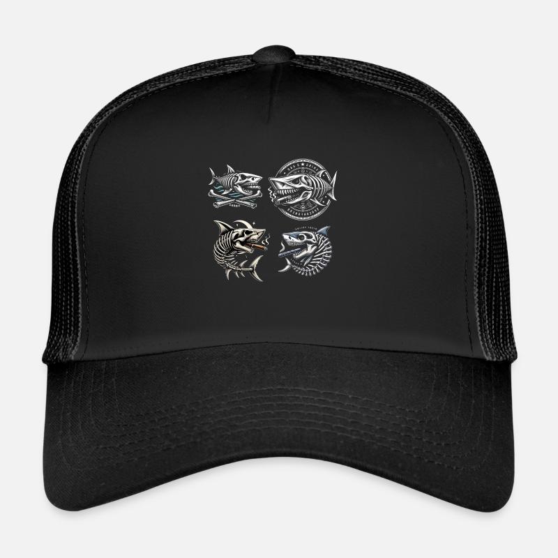 4 requins - Casquette trucker  - noir/noir