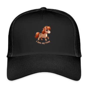 I Love my pony comic - Trucker Cap - Schwarz/Schwarz - Vorne