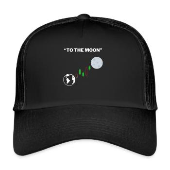 To the moon - Börsen Design - Trucker Cap - Schwarz/Schwarz - Vorne