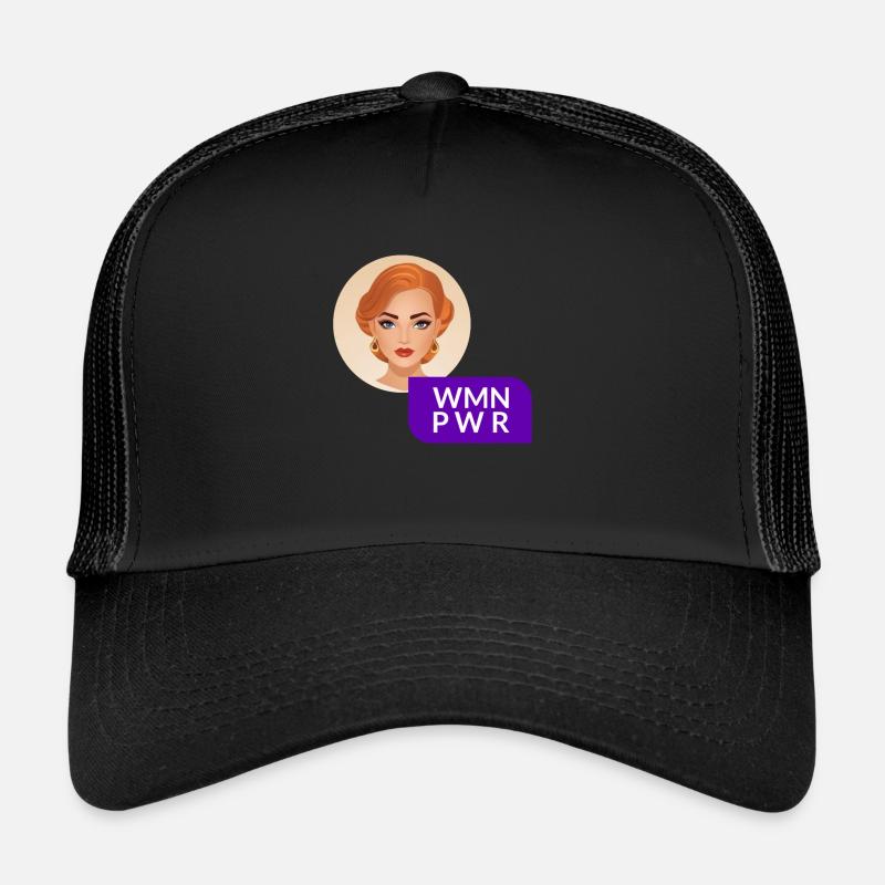 WMN PWR - Weibliches Gesicht - 05 - Trucker Cap - Schwarz/Schwarz