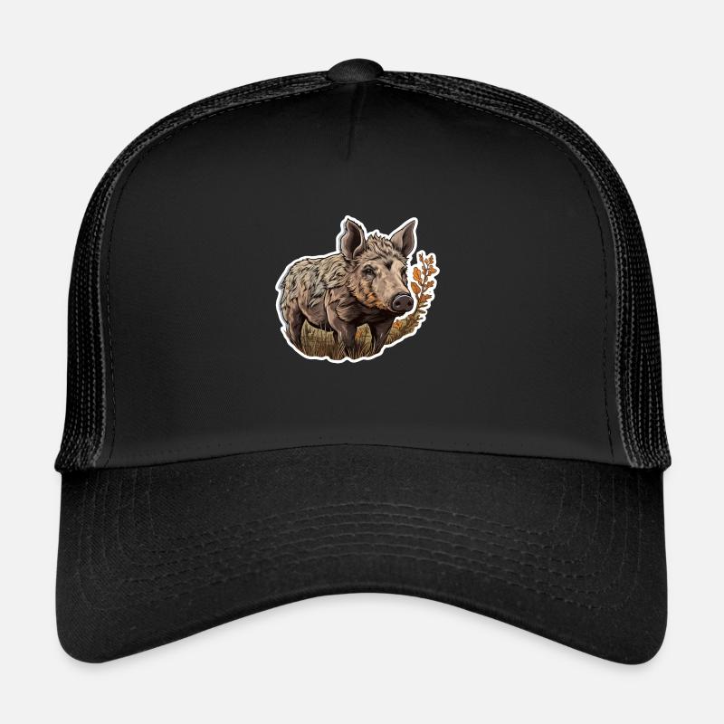 Wild boar in a field Trucker Cap
