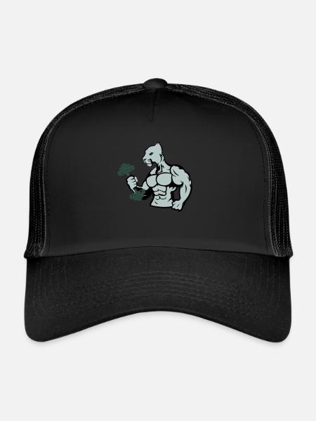 Bodybuilder Jaguar Dumbbell - Casquette trucker  - noir/noir - Devant