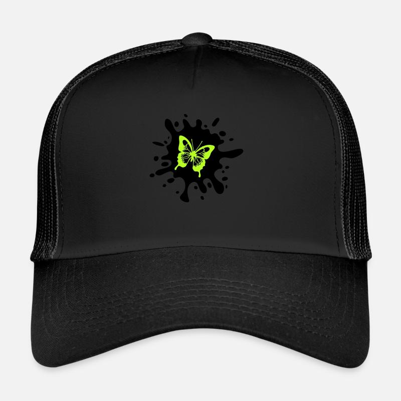schmetterling farbklecks - Trucker Cap - Schwarz/Schwarz