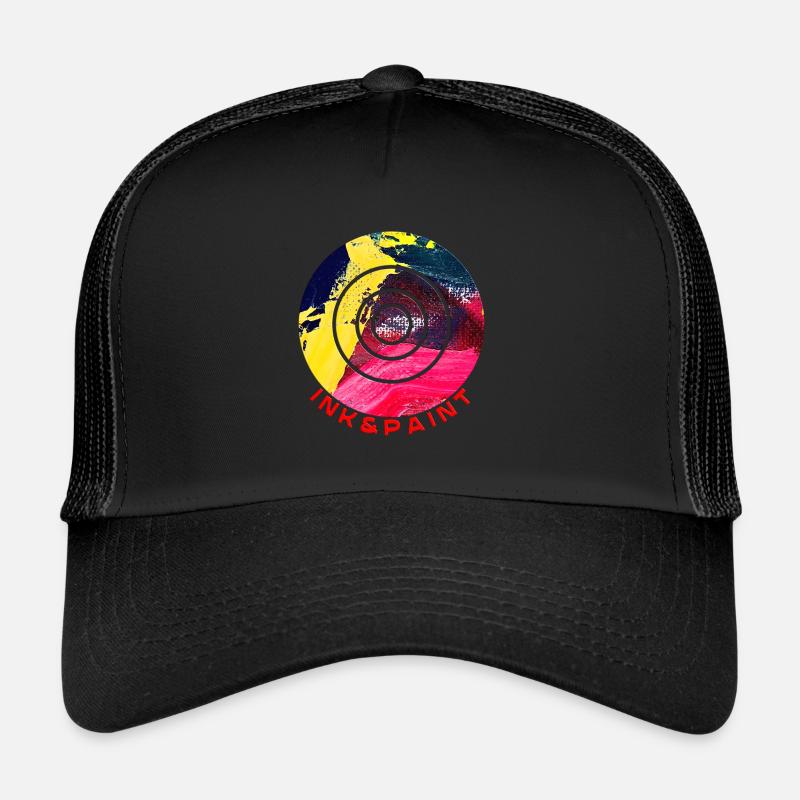 Kunst der Abstraktion rot, gelbe, schwarz - Trucker Cap - Schwarz/Schwarz