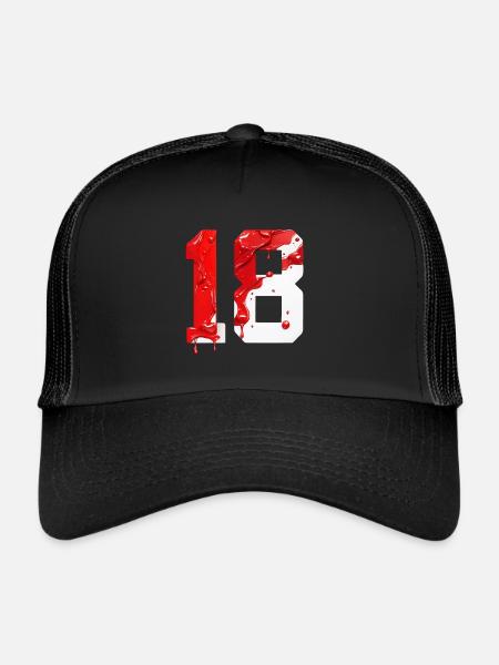 NON. 18 NUMÉRO 18 ROUGE BLANC 18E ANNIVERSAIRE - Casquette trucker  - noir/noir - Devant