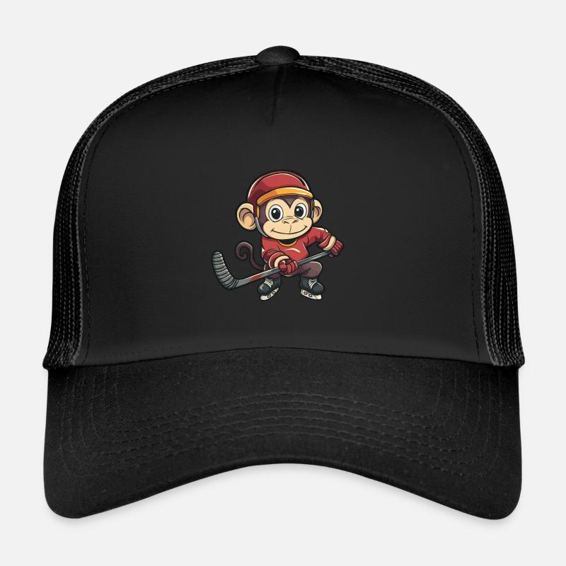 Süßer Affe als Eishockeyspieler Comic Cartoon Trucker Cap